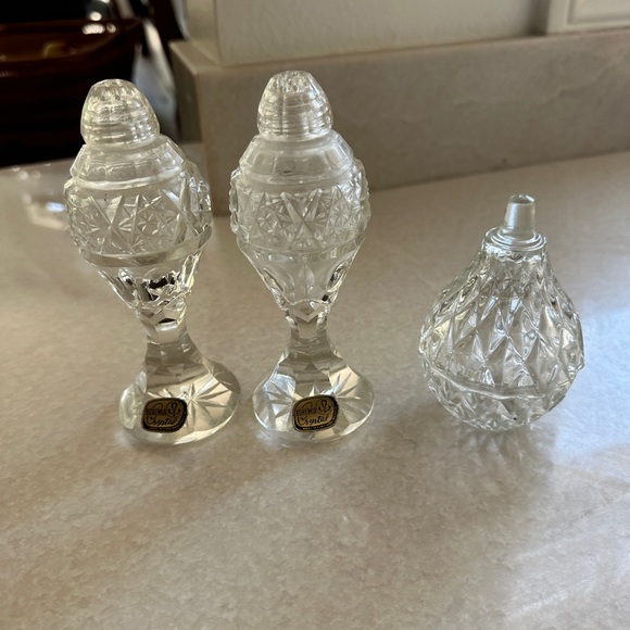 Bohemia crystal salt and pepper shakers and small dish - Picture 3 of 7